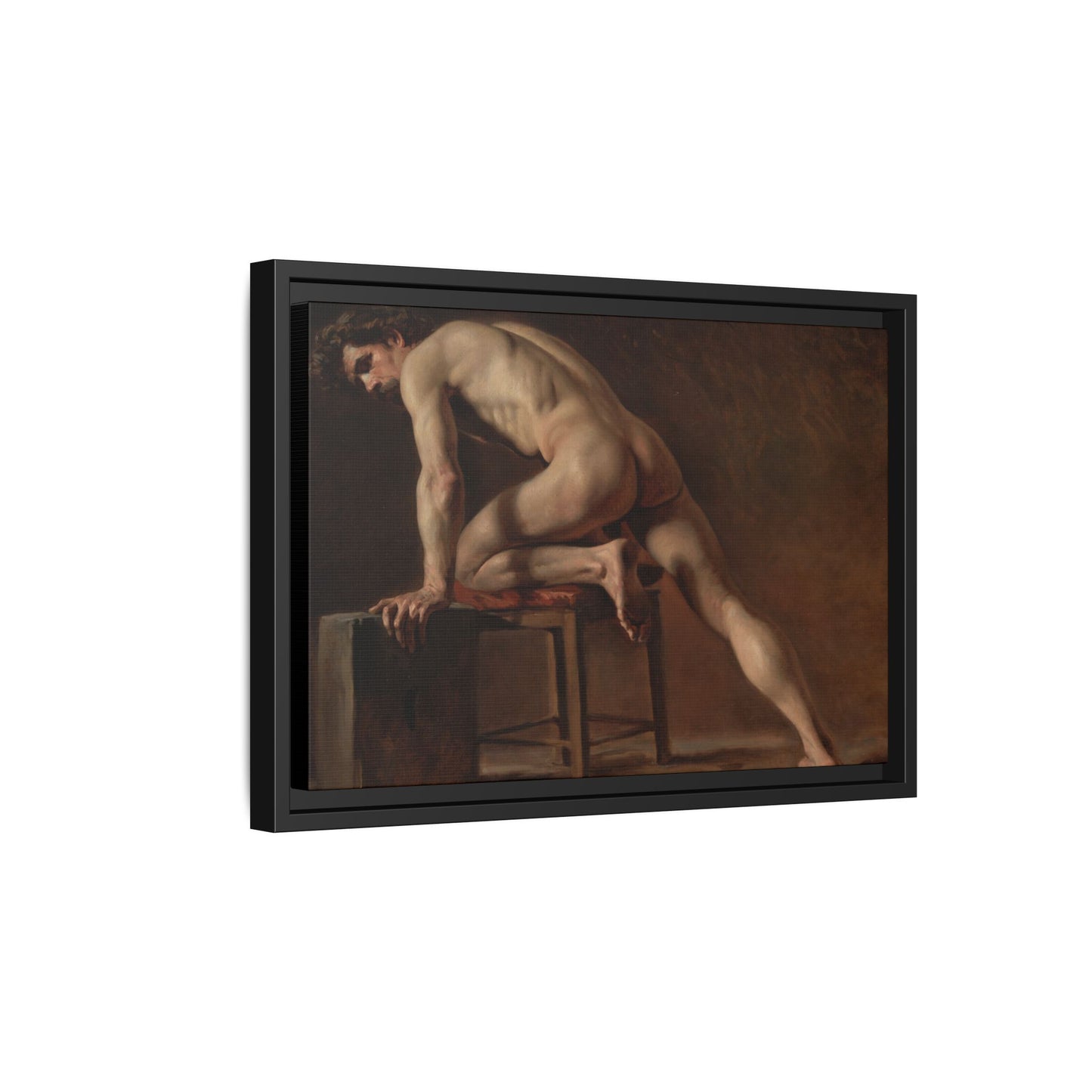 Courbet, Gustave - Study of a Nude Man (1840) - Matte Canvas, Framed