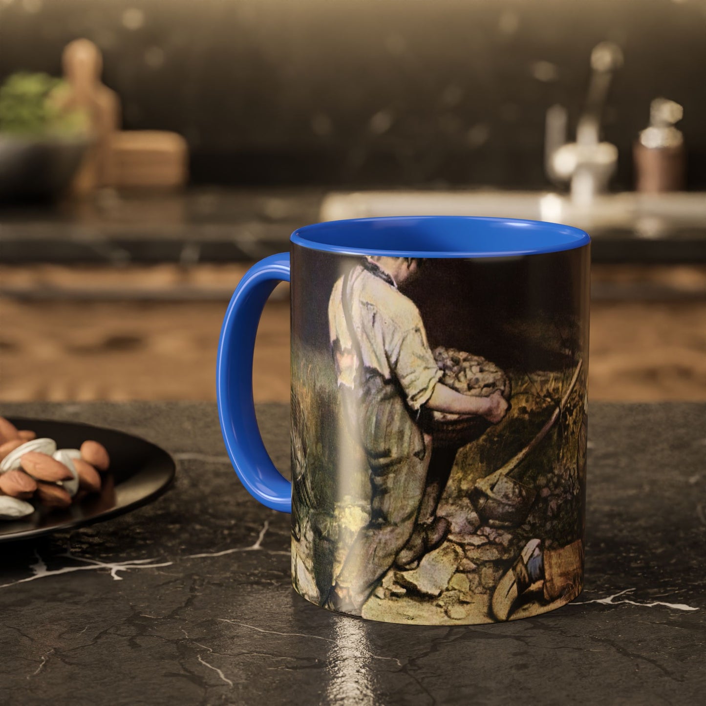 Courbet, Gustave - The Stone Breakers (1850) - Colorful Accent Mugs