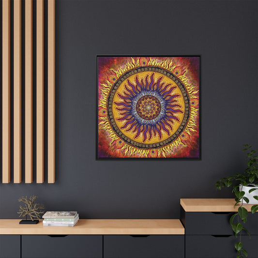 Solar Disc Mandala - Framed Matte Canvas