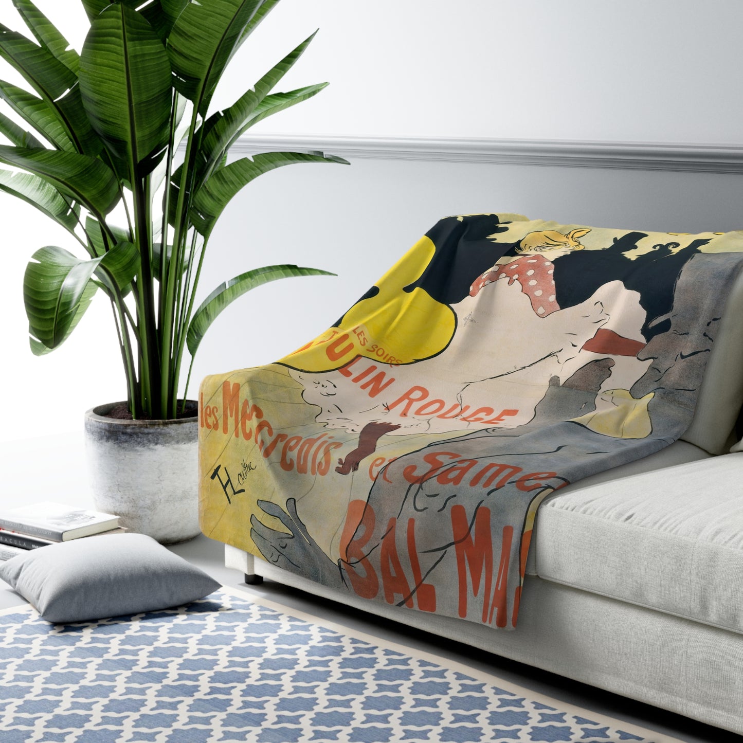 Toulouse-Lautrec, Henri - Moulin Rouge - La Goulue (1891) - Sherpa Fleece Blanket
