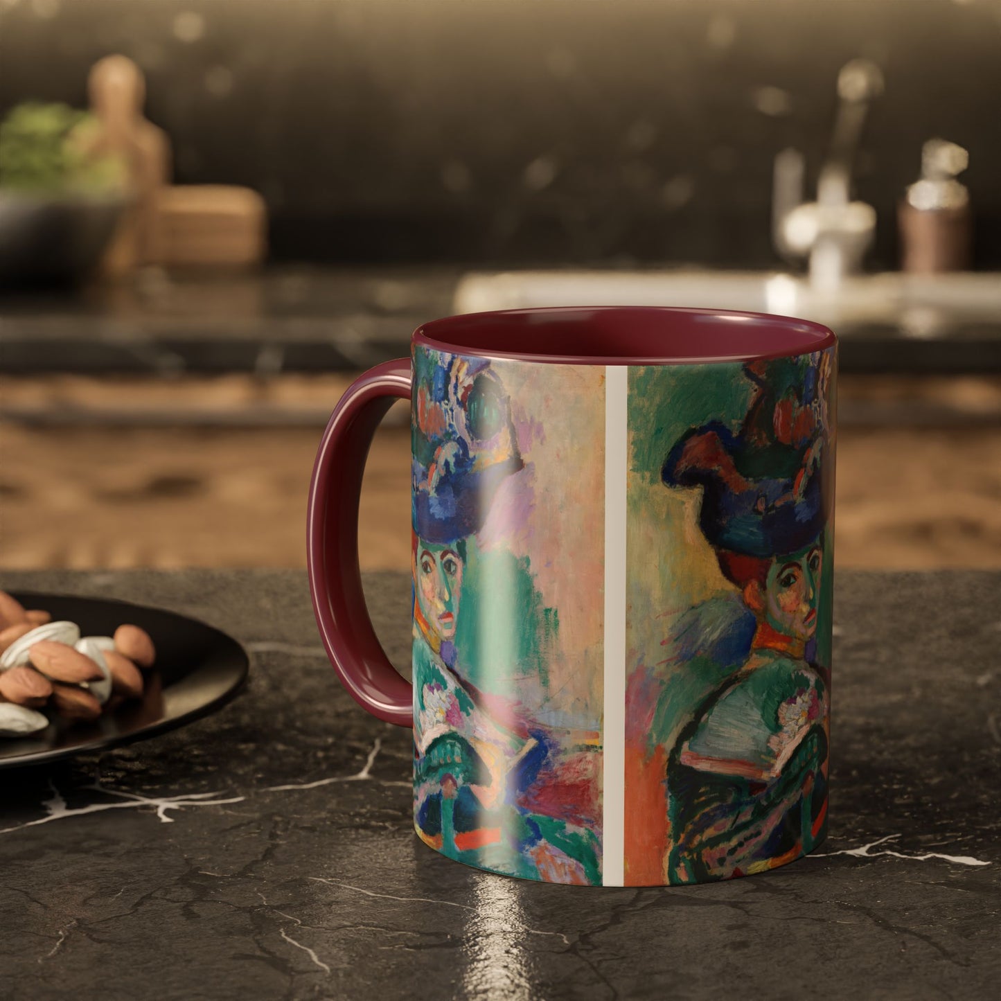 Matisse, Henri - Woman with a Hat (1905) - Colorful Accent Mugs