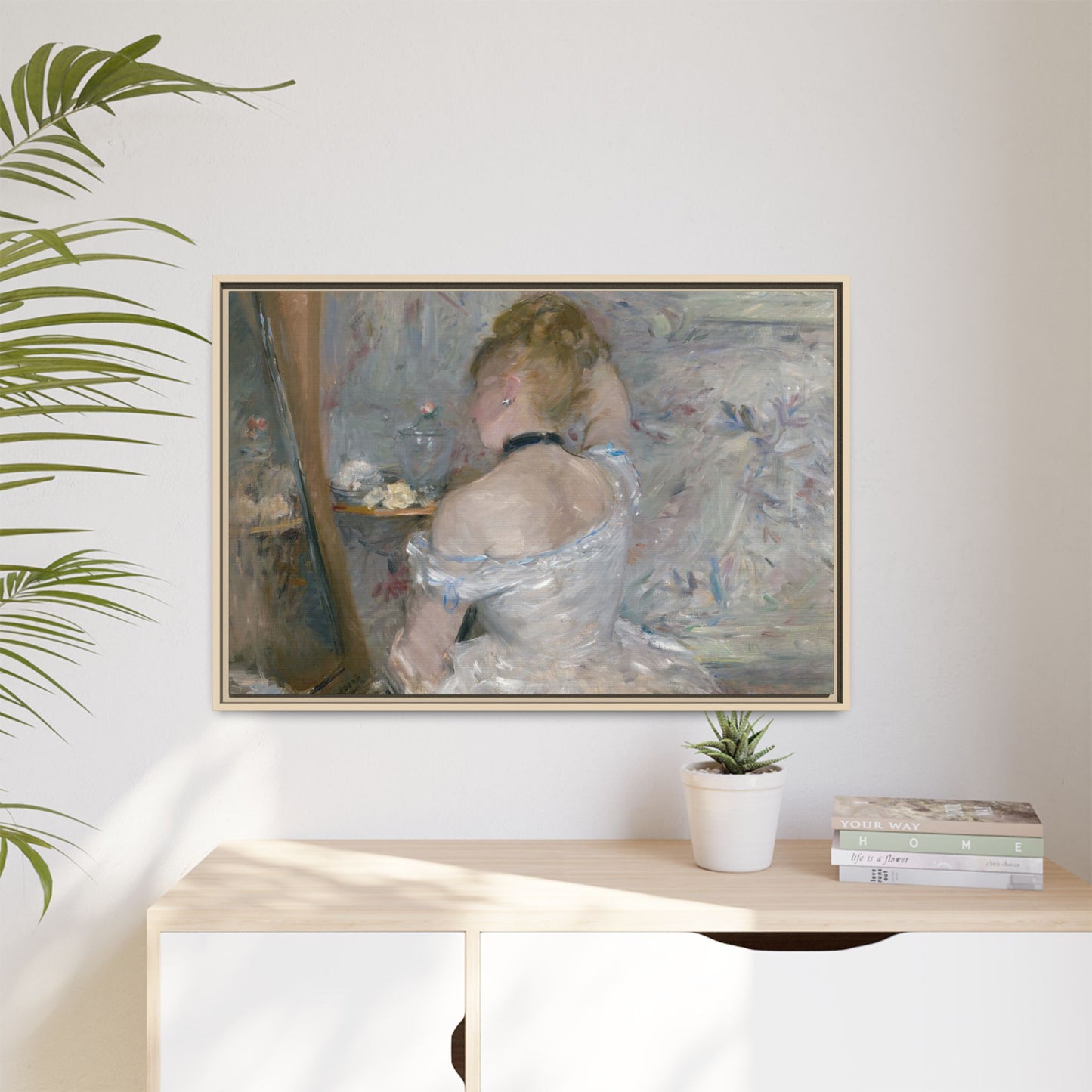 Morisot, Berthe - Woman at Her Toilette (1880) - Matte Canvas, Framed
