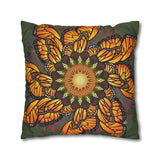 Monarch Butterfly Mandala - Faux Suede Square Pillowcase