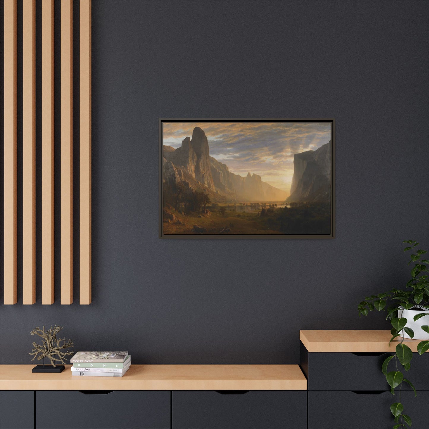 Bierstadt, Albert - Looking Down Yosemite Valley (1865) - Matte Canvas, Framed