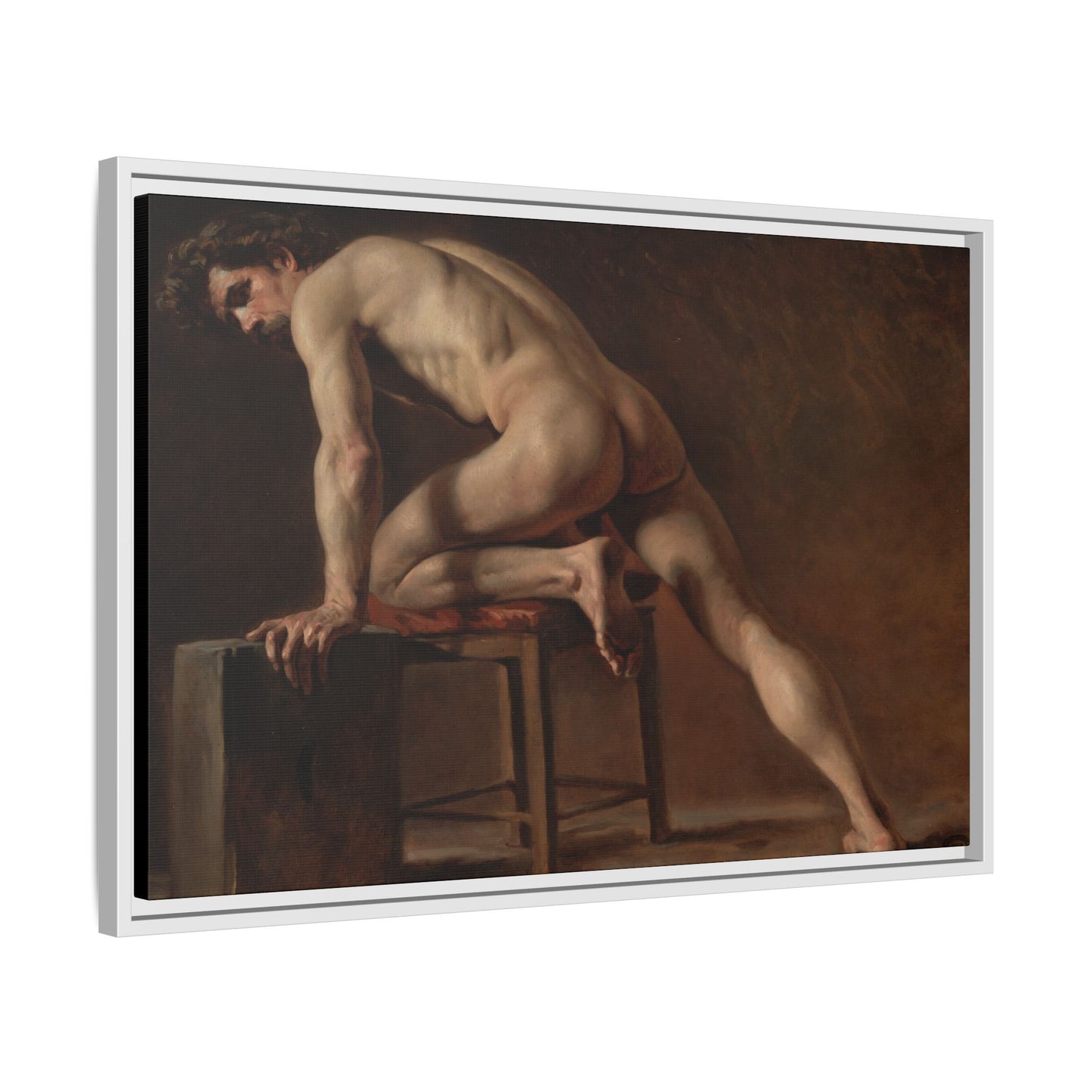 Courbet, Gustave - Study of a Nude Man (1840) - Matte Canvas, Framed
