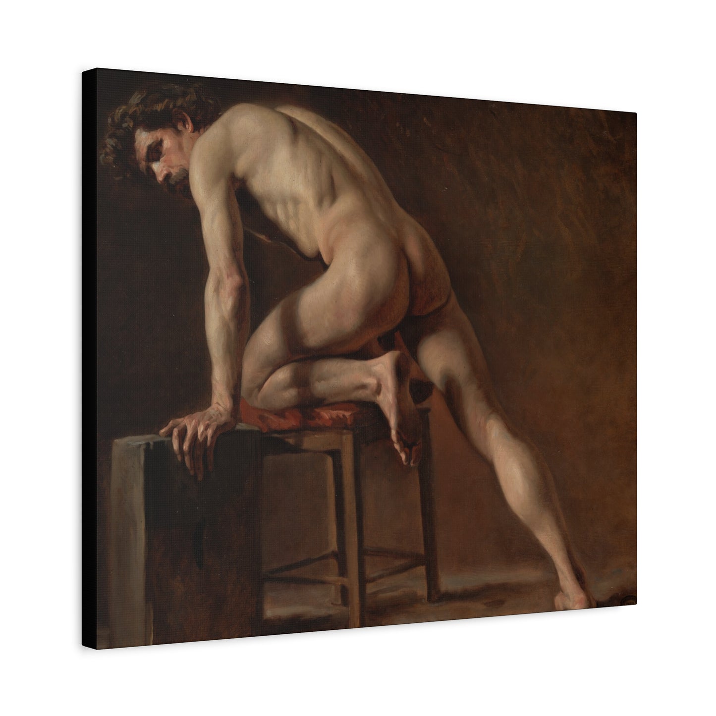 Courbet, Gustave - Study of a Nude Man (1840) - Canvas Block, unframed