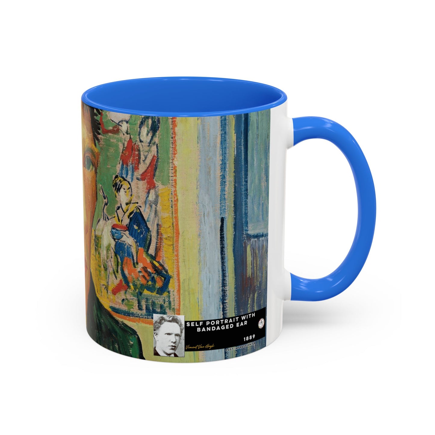Van Gogh, Vincent - Self Portrait with Bandaged Ear (1889) - Colorful Accent Mugs