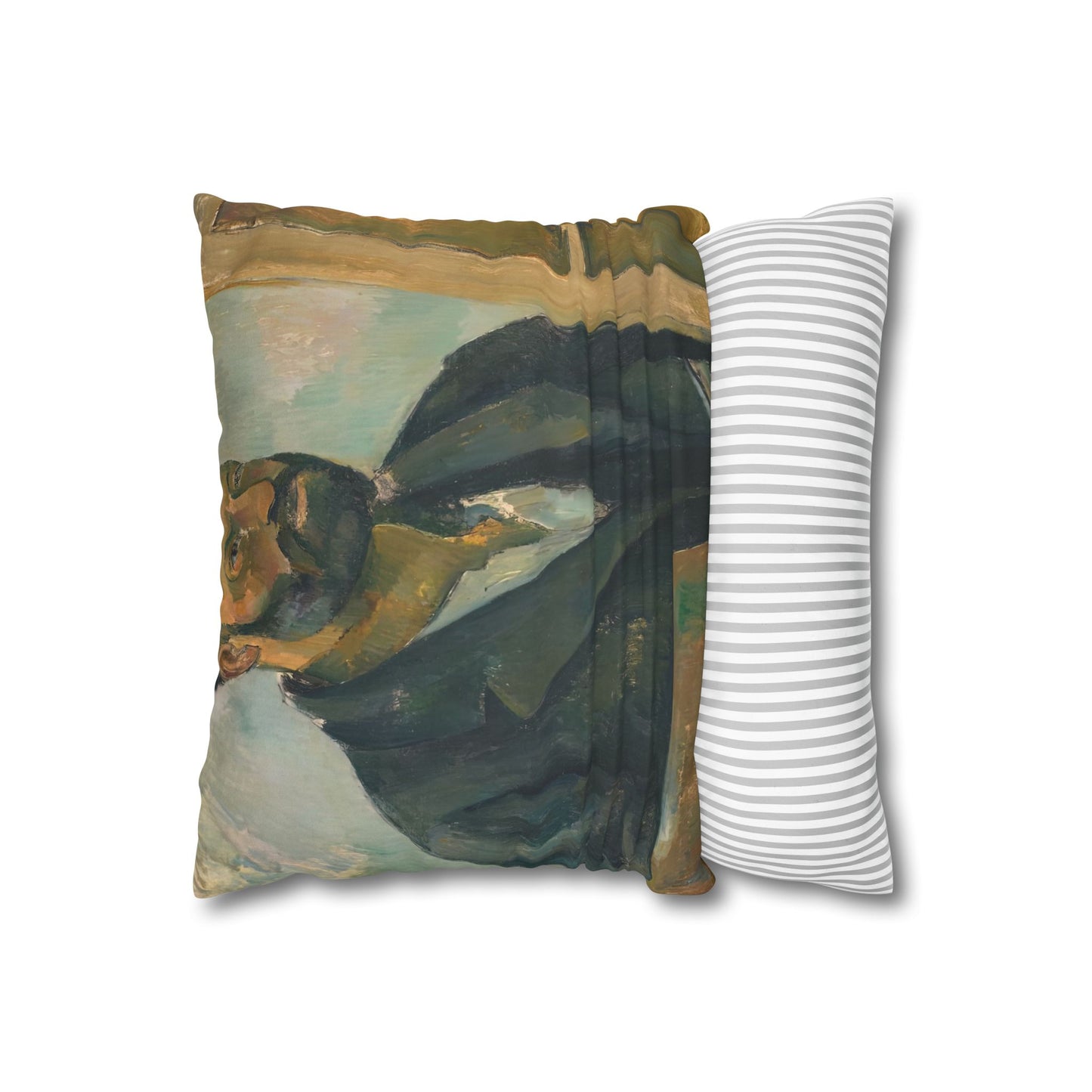 Cézanne, Paul - Portrait of the Artist with a Palette (1890) - Suede Square Pillowcase