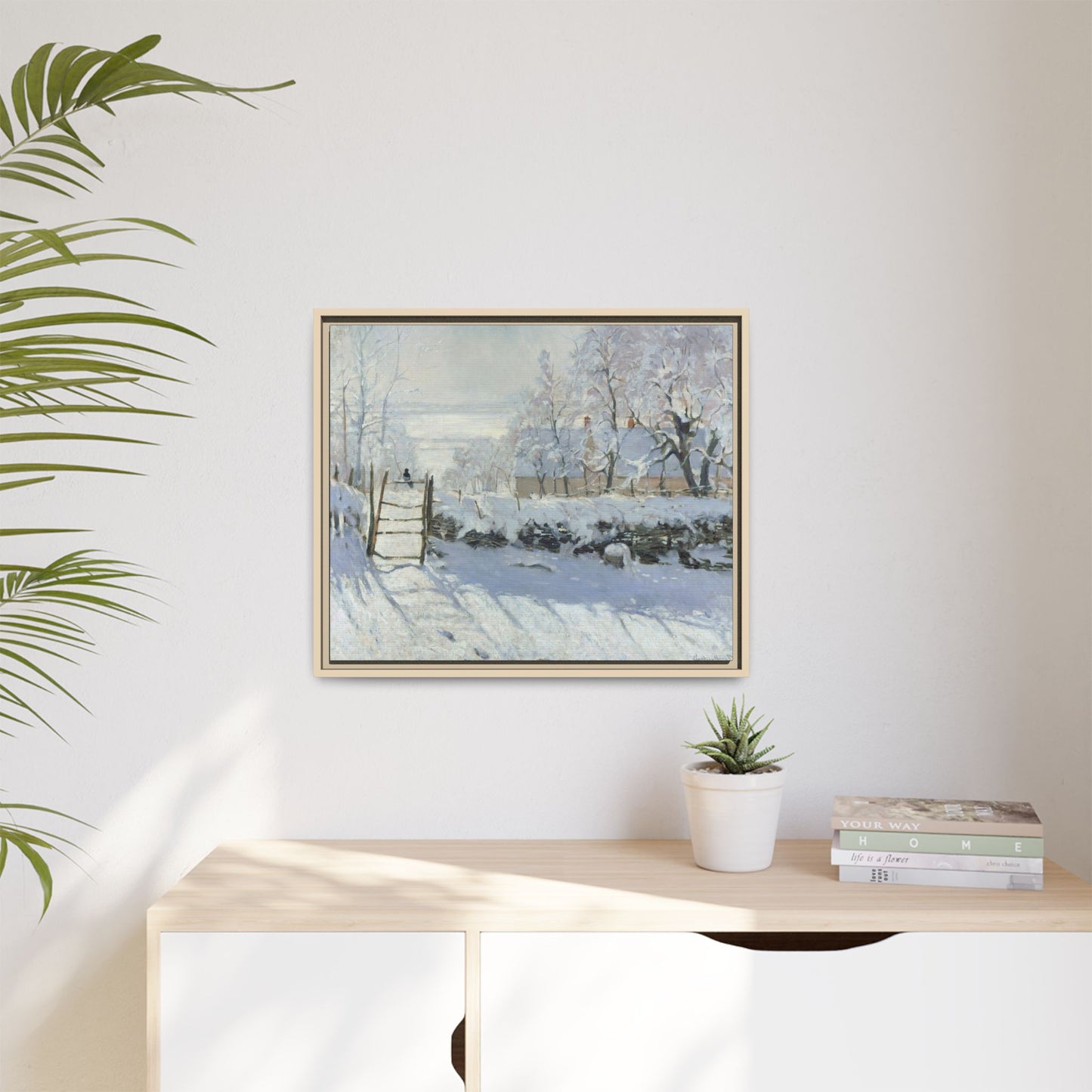 Monet, Claude - The Magpie (1868) - Matte Canvas, Framed