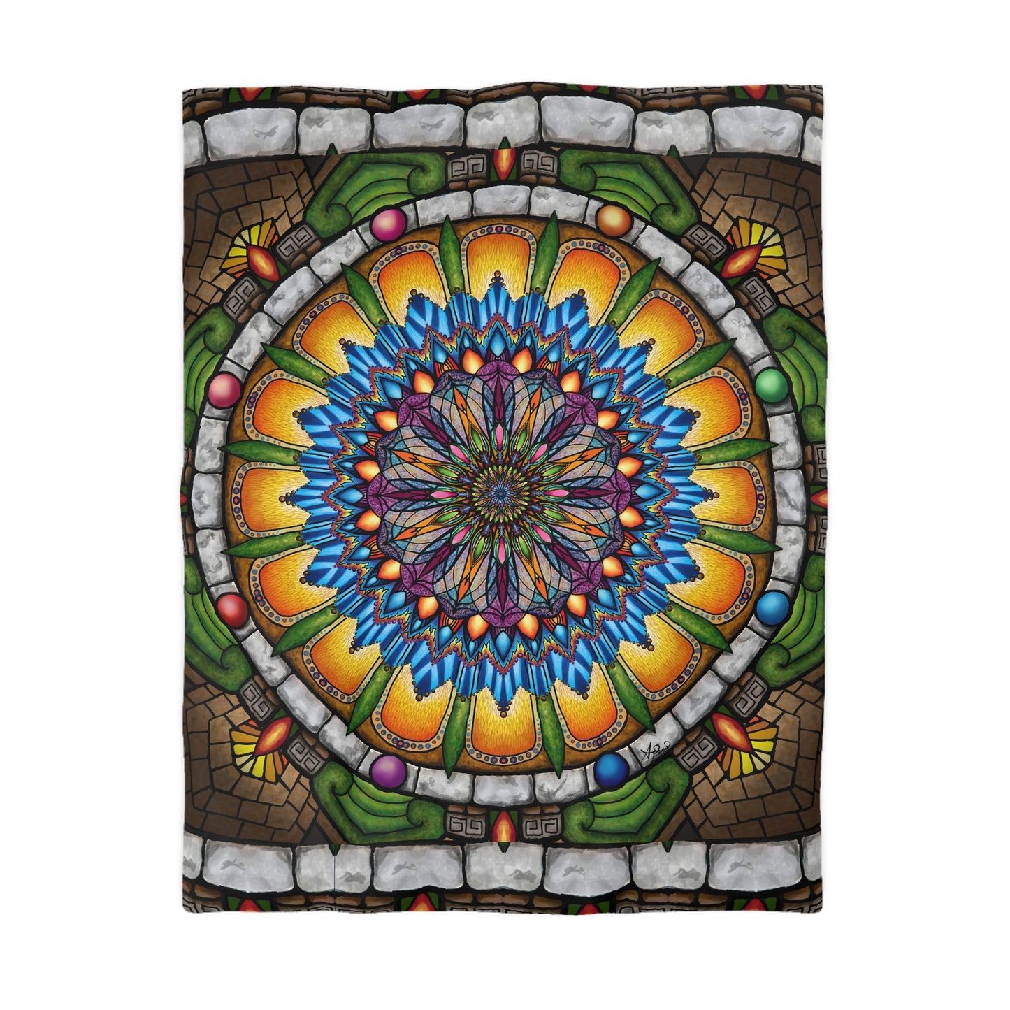 Emerald Arrows Mandala - Microfiber Duvet Cover