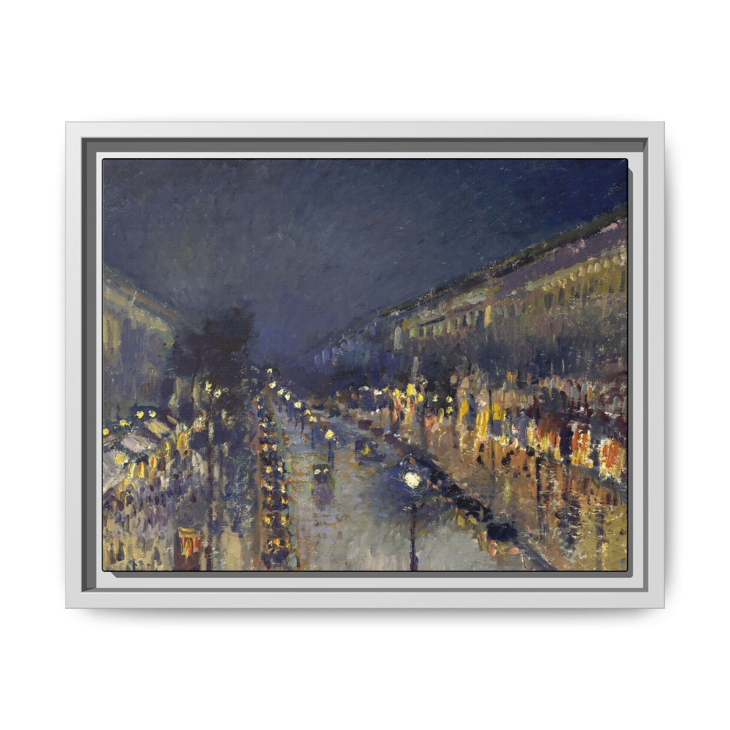 Pissarro, Camille - The Boulevard Montmartre At Night (1897) - Matte Canvas, Framed