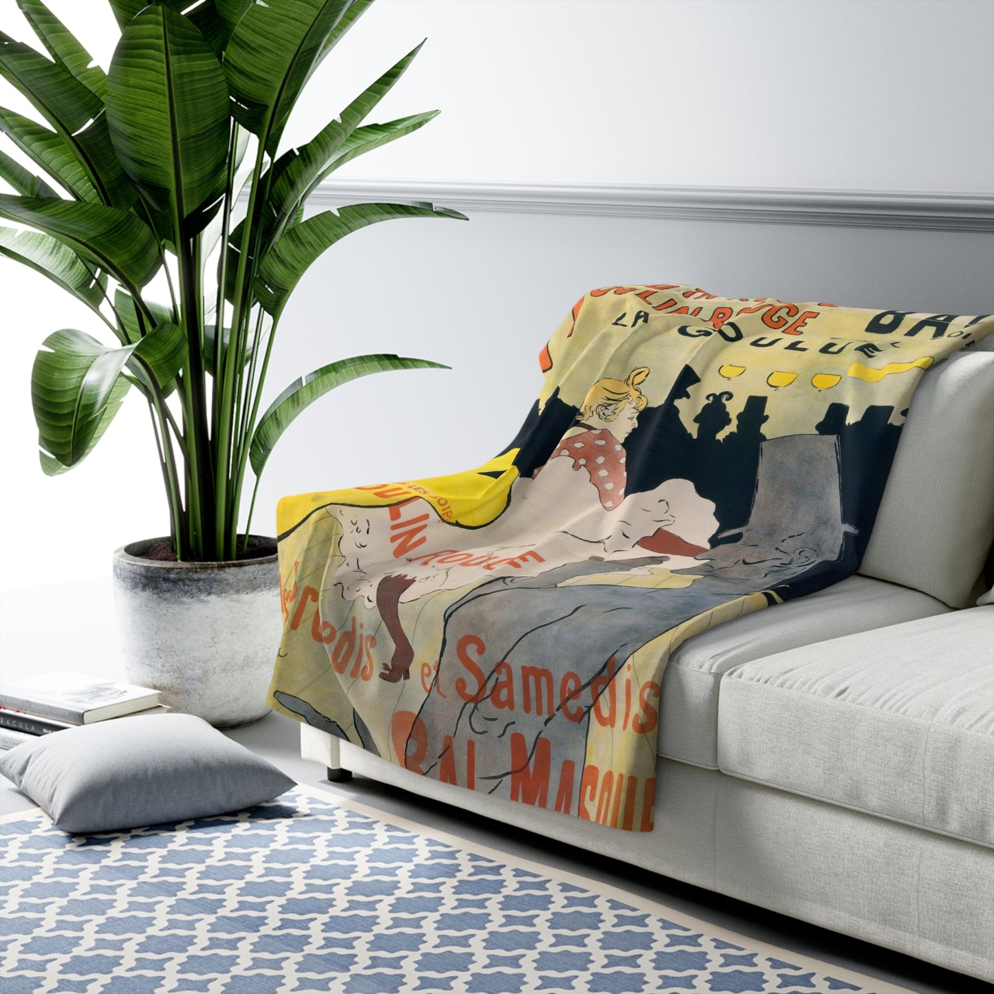 Toulouse-Lautrec, Henri - Moulin Rouge - La Goulue (1891) - Sherpa Fleece Blanket