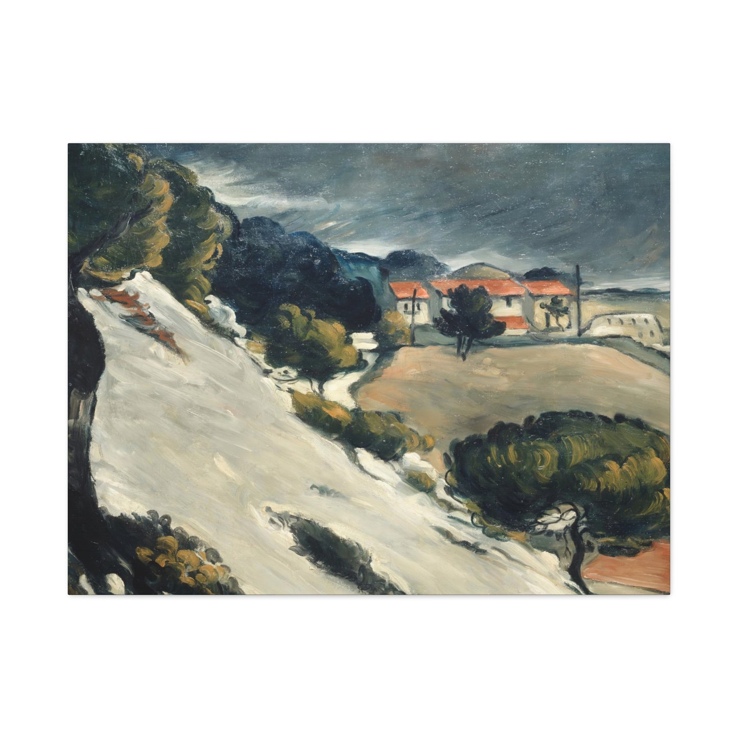 Cézanne, Paul - L’Estaque, Melting Snow (1870) - Canvas Block, unframed