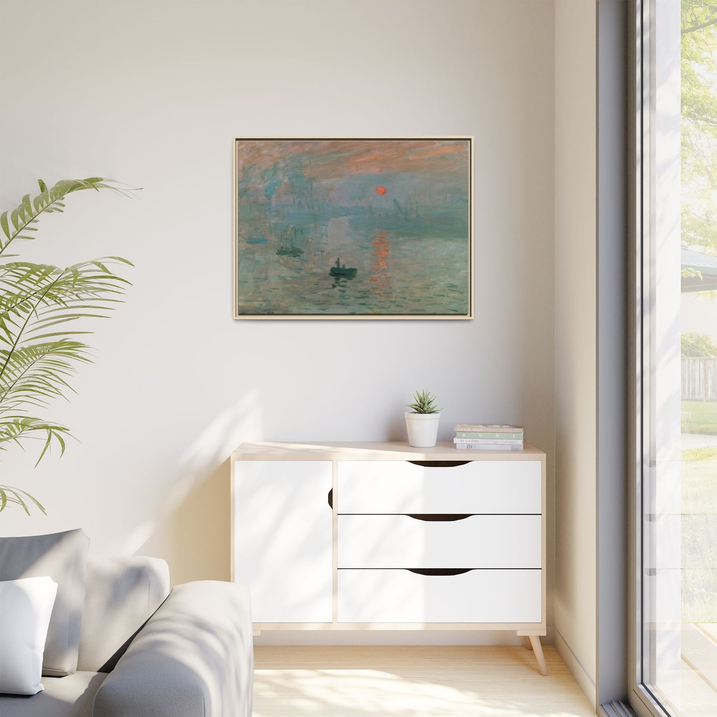 Monet, Claude - Impression, Sunrise (1872) - Matte Canvas, Framed