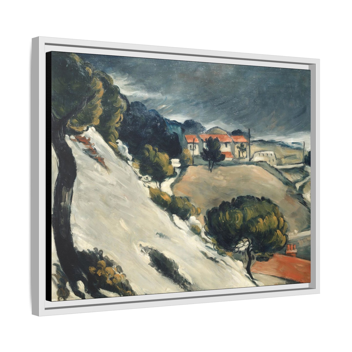 Cézanne, Paul - L’Estaque, Melting Snow (1870) - Matte Canvas, Framed