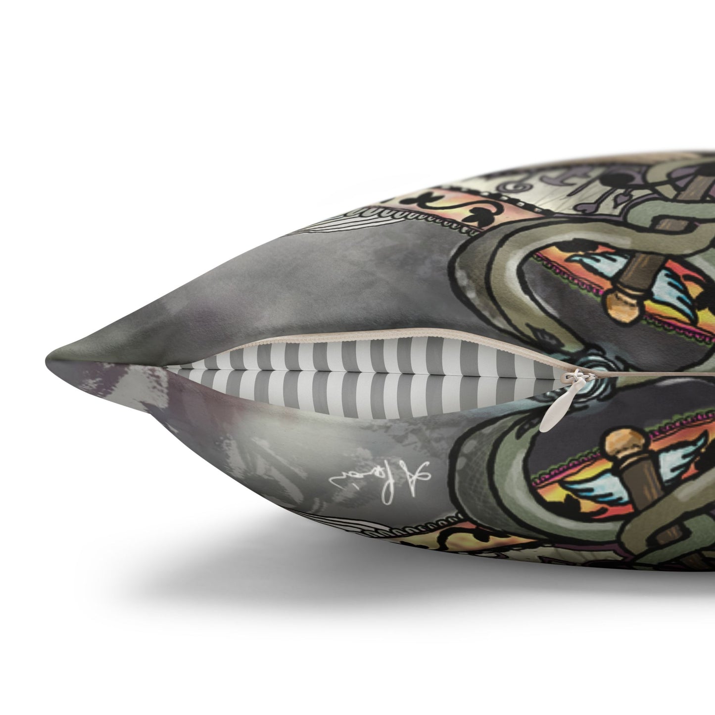 Pacio, Adam - Memento Mori Mandala - Suede Square Pillowcase