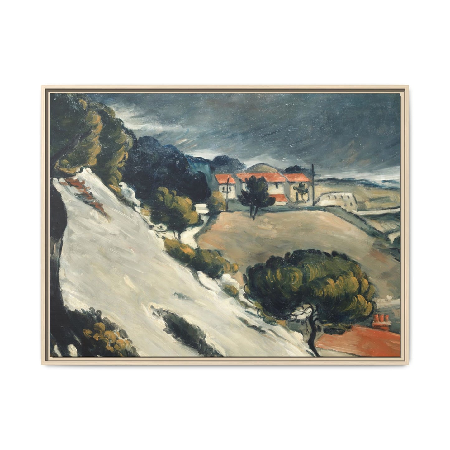 Cézanne, Paul - L’Estaque, Melting Snow (1870) - Matte Canvas, Framed