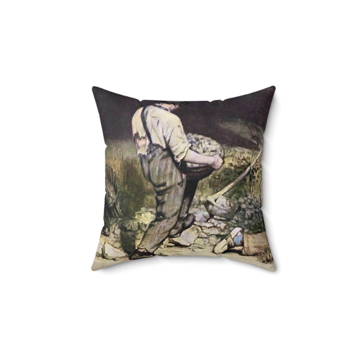 Courbet, Gustave - The Stone Breakers (1850) - Suede Square Pillow