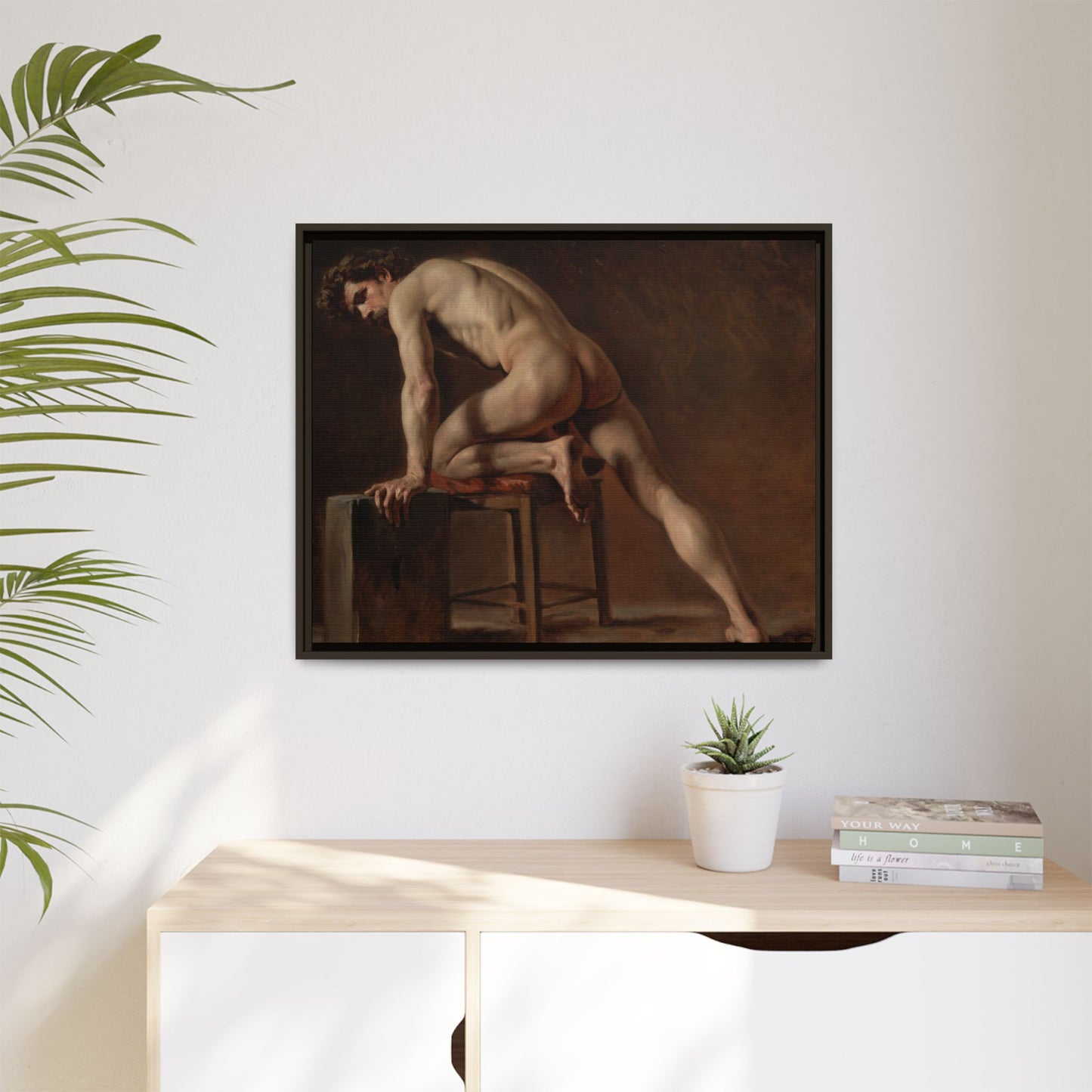 Courbet, Gustave - Study of a Nude Man (1840) - Matte Canvas, Framed