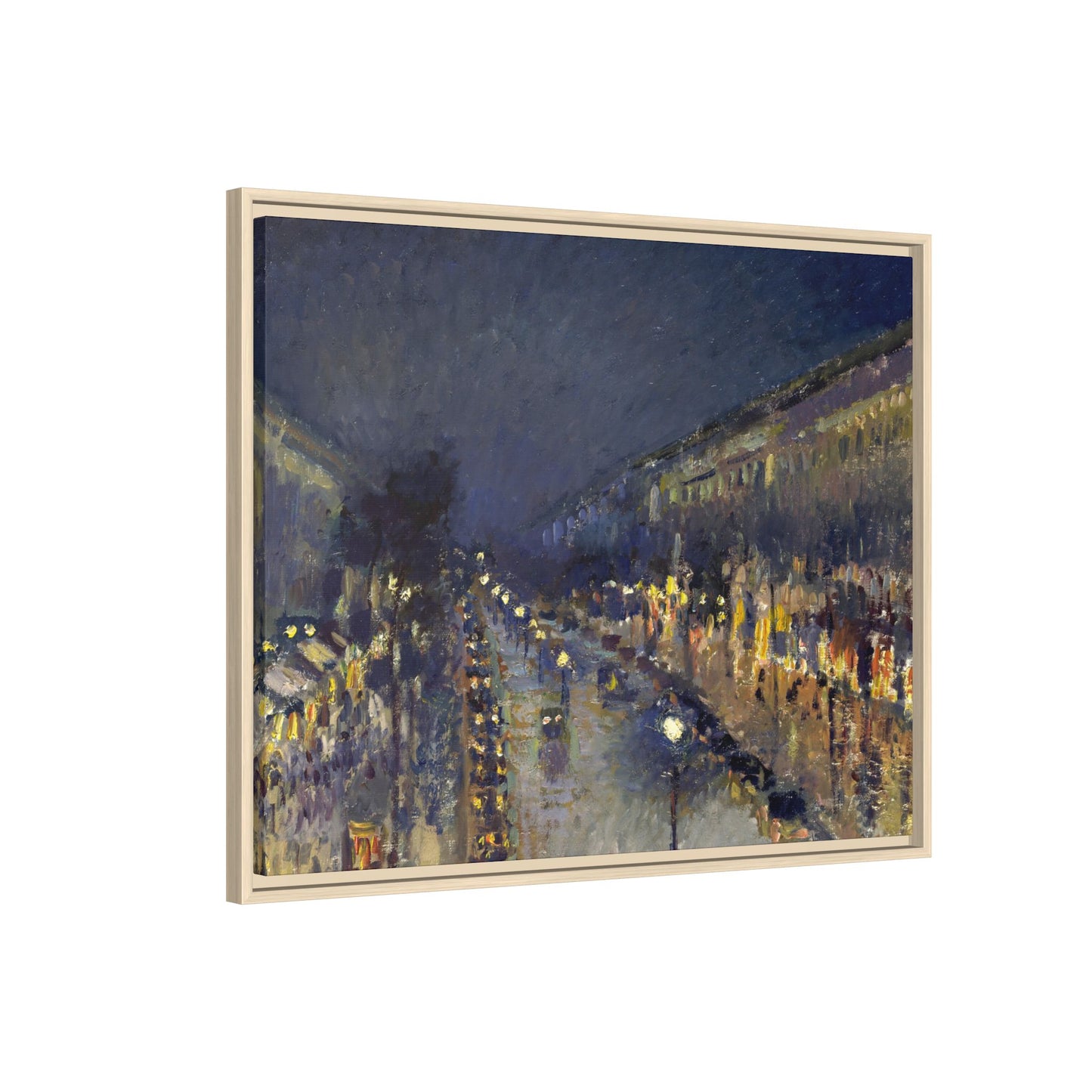 Pissarro, Camille - The Boulevard Montmartre At Night (1897) - Matte Canvas, Framed