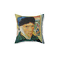 Van Gogh, Vincent - Self Portrait with Bandaged Ear (1889) - Suede Square Pillow