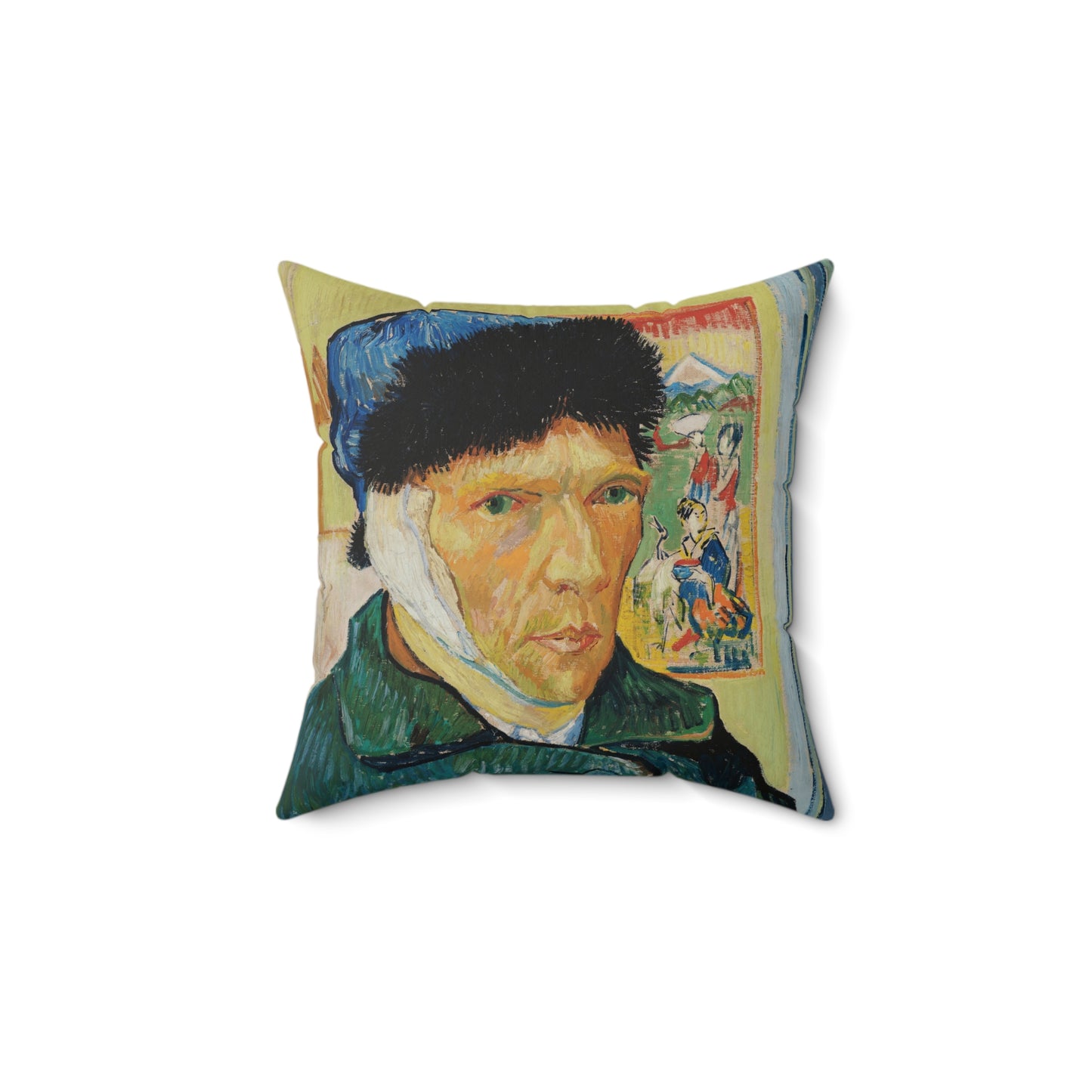Van Gogh, Vincent - Self Portrait with Bandaged Ear (1889) - Suede Square Pillow
