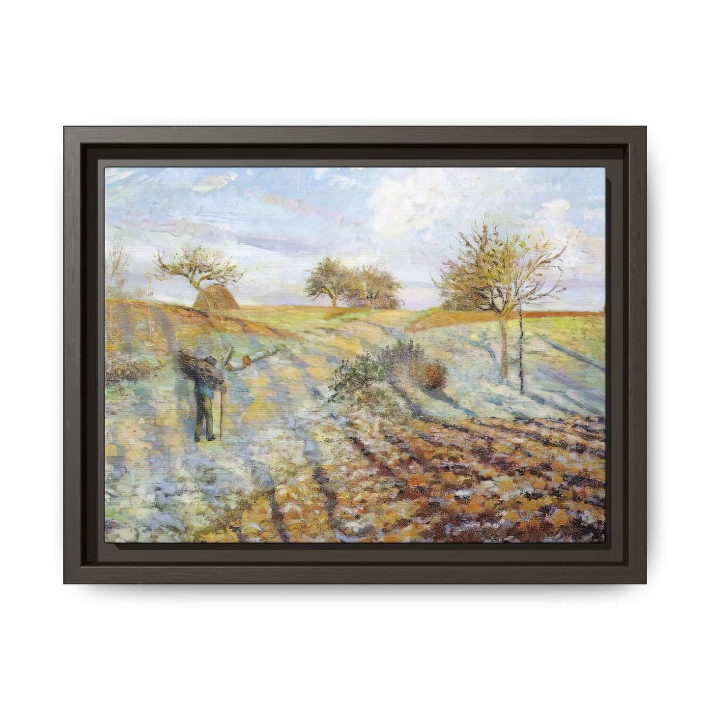 Pissarro, Camille - Hoarfrost (1873) - Matte Canvas, Framed