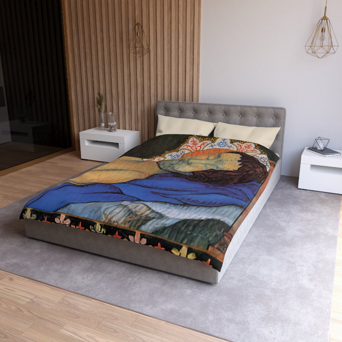 Filiger, Charles - The Recumbent Christ (1895) - Microfiber Duvet Cover
