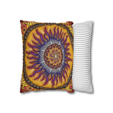 Solar Disc Mandala - Suede Square Pillowcase