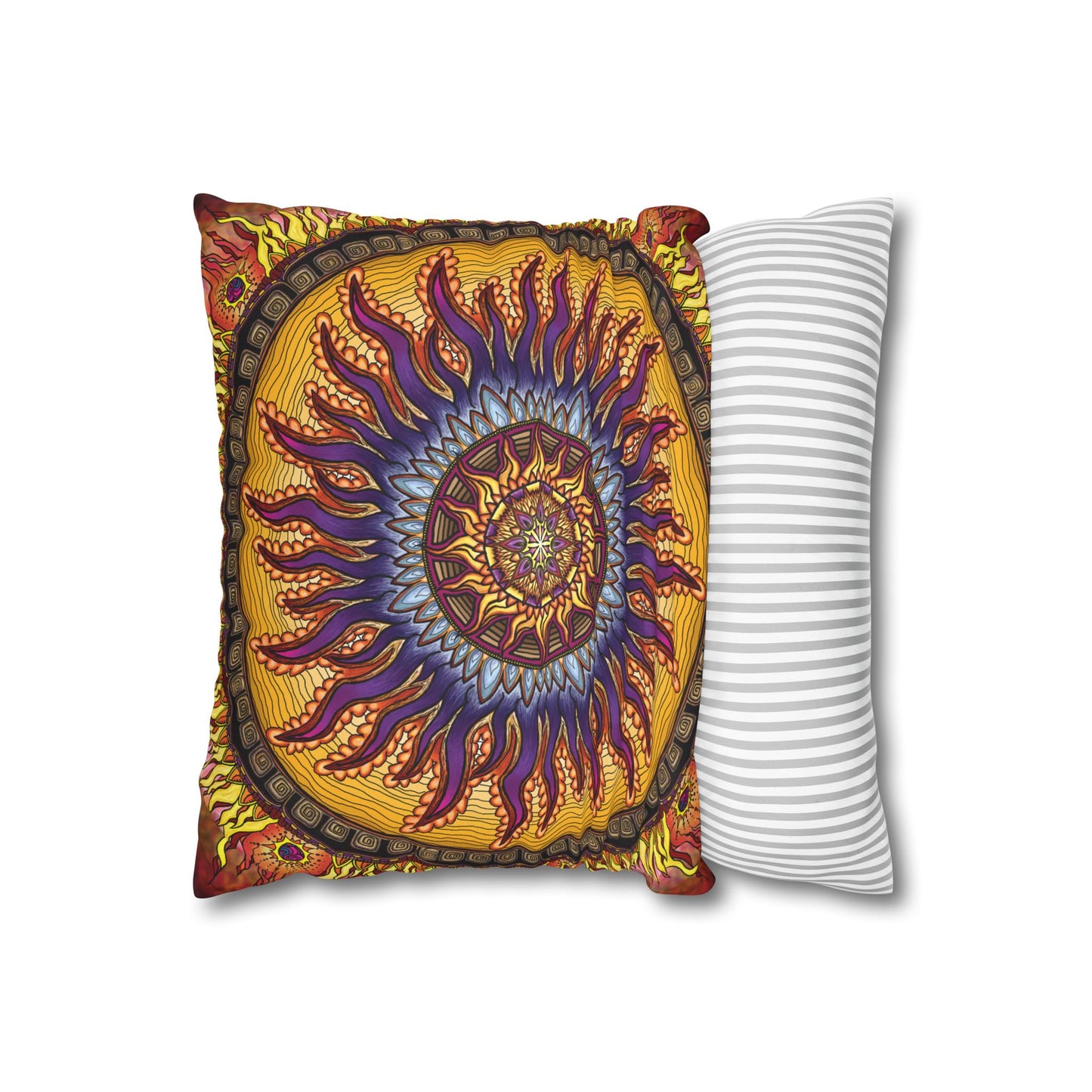 Pacio, Adam - Solar Disc Mandala - Suede Square Pillowcase