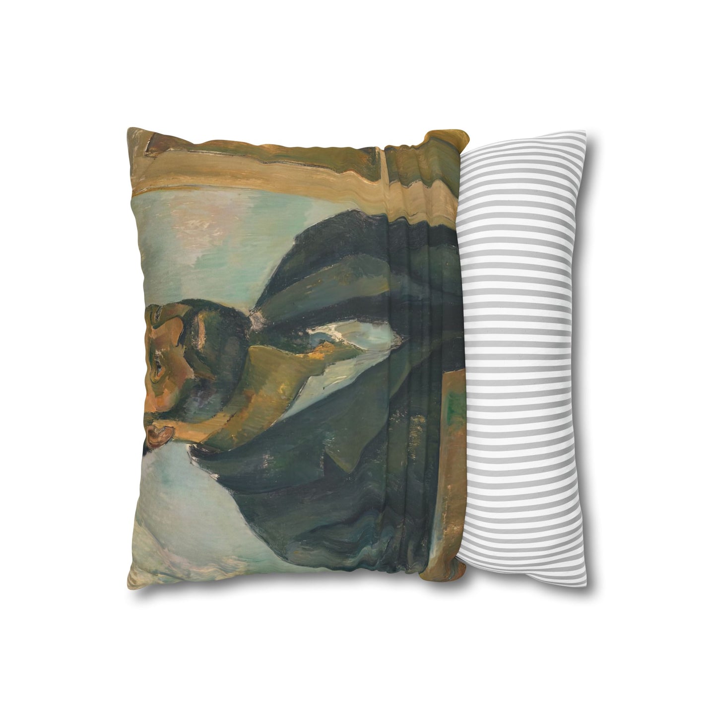 Cézanne, Paul - Portrait of the Artist with a Palette (1890) - Suede Square Pillowcase