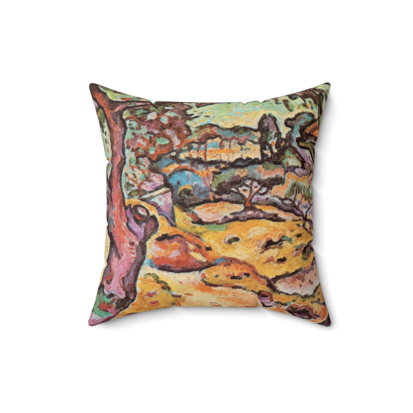 Braque, Georges - Olive Tree near L'Estaque (1906) - Suede Square Pillow