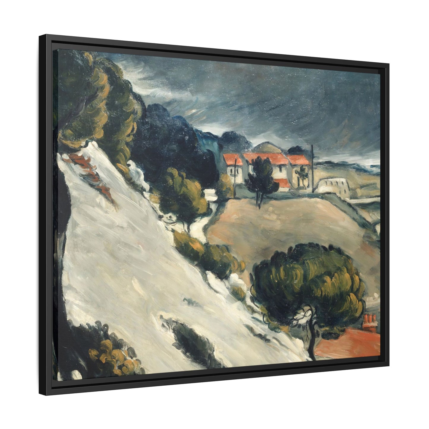 Cézanne, Paul - L’Estaque, Melting Snow (1870) - Matte Canvas, Framed
