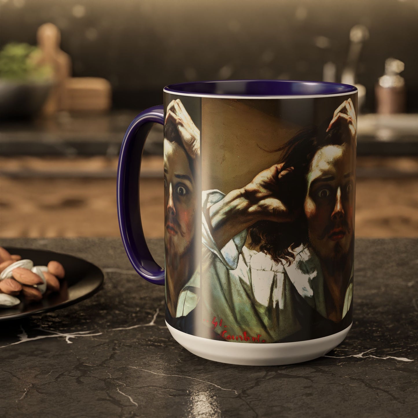 Courbet, Gustave - The Desperate Man (1843) - Colorful Accent Mugs