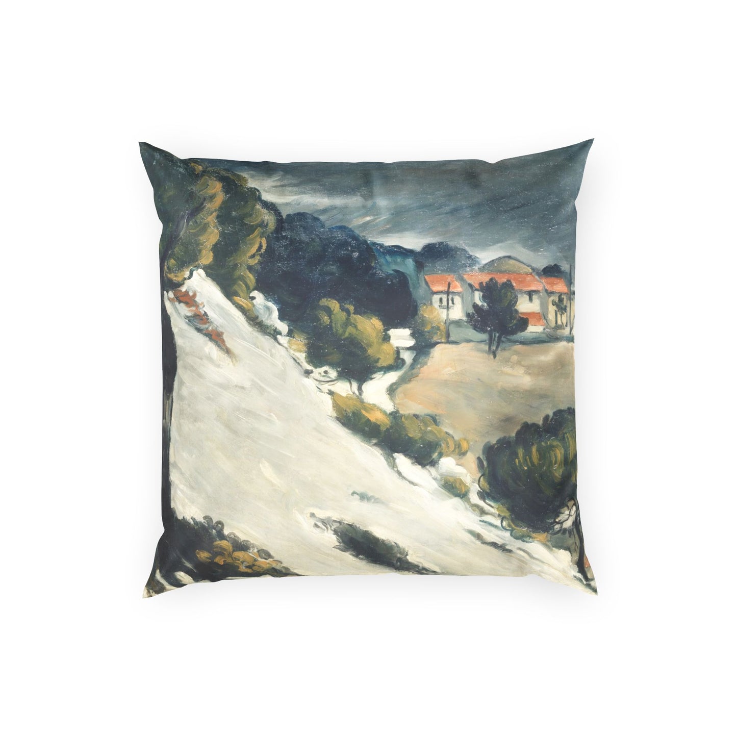 Cézanne, Paul - L’Estaque, Melting Snow (1870) - Poly Velvet Pillow