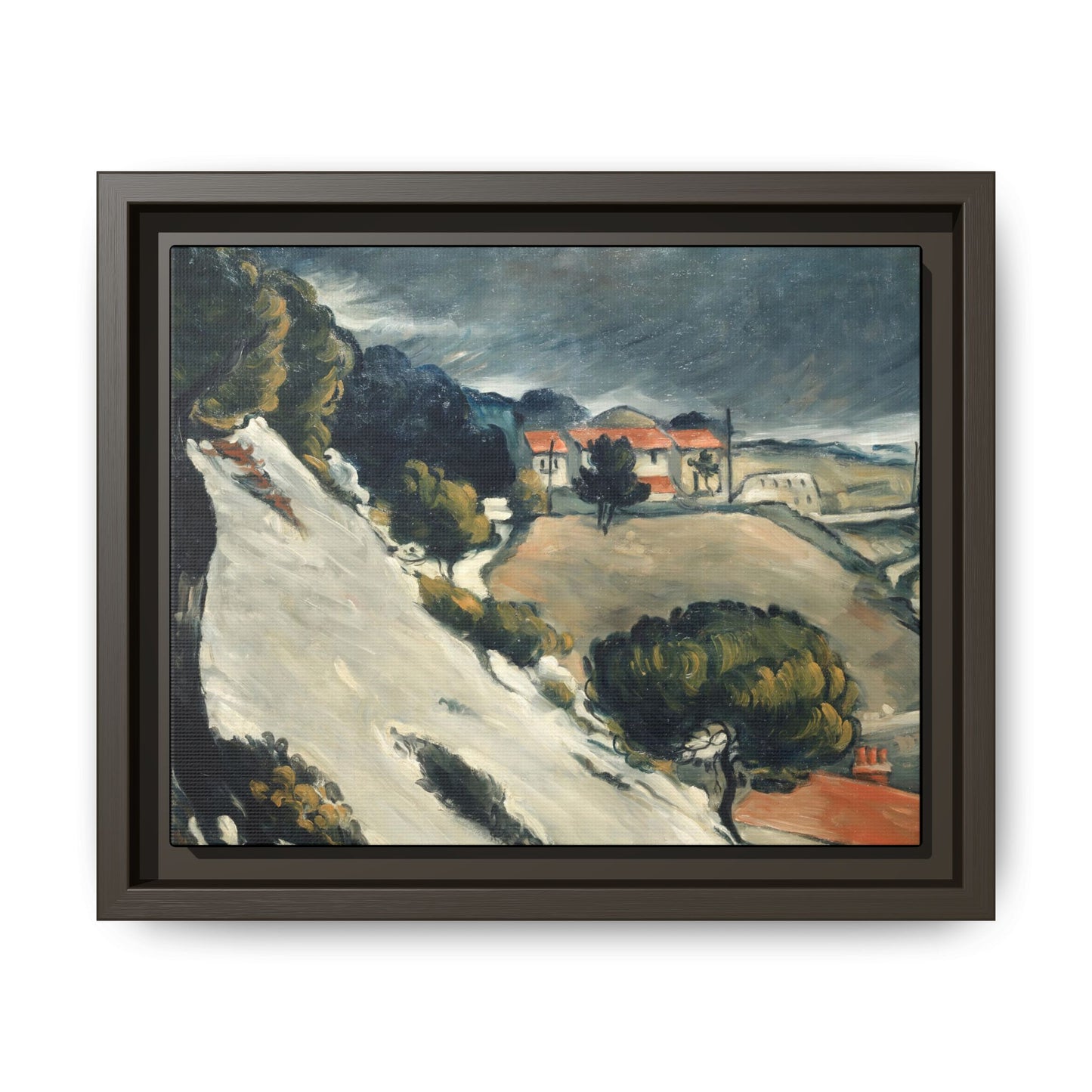 Cézanne, Paul - L’Estaque, Melting Snow (1870) - Matte Canvas, Framed