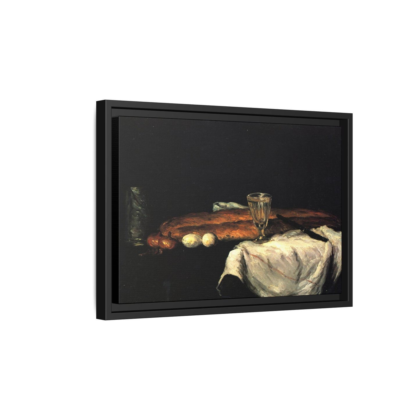 Cézanne, Paul - Still Life with Bread and Eggs (1865) - Matte Canvas, Framed