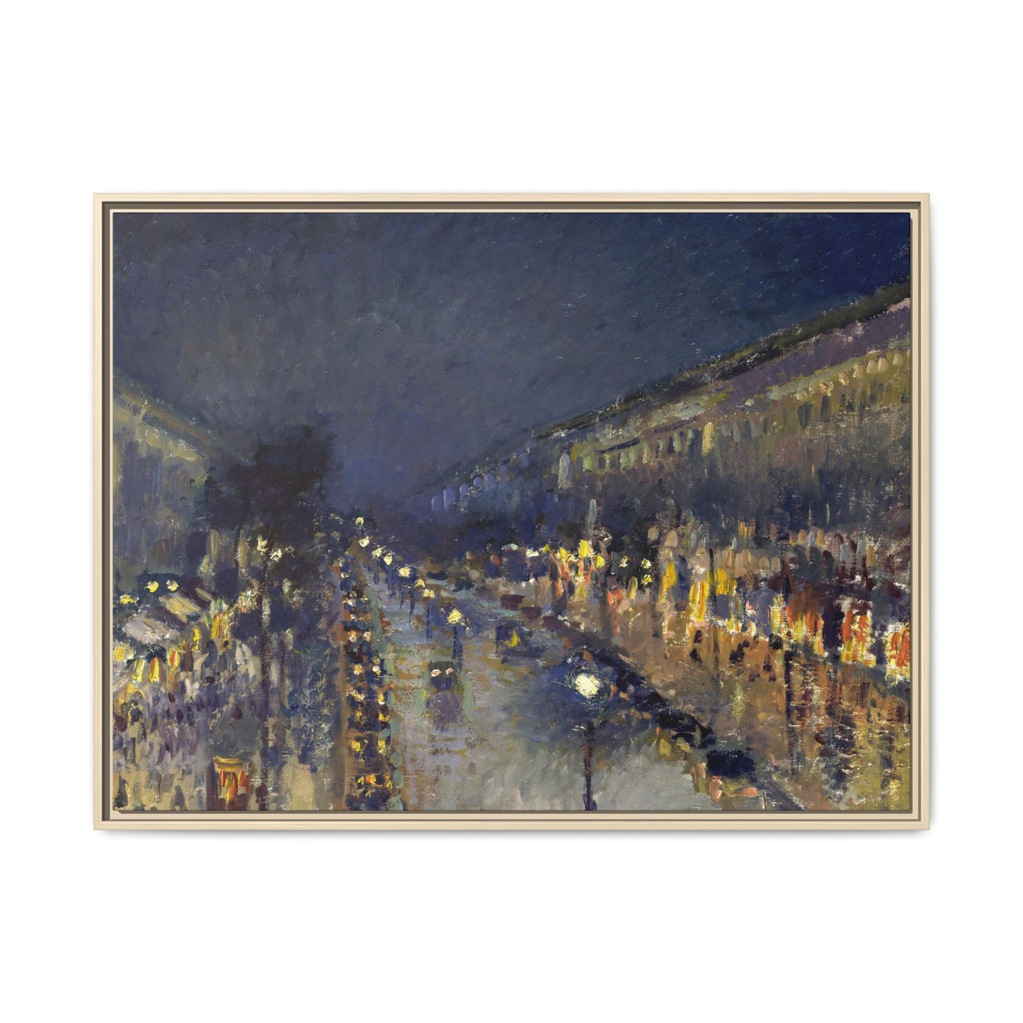 Pissarro, Camille - The Boulevard Montmartre At Night (1897) - Matte Canvas, Framed