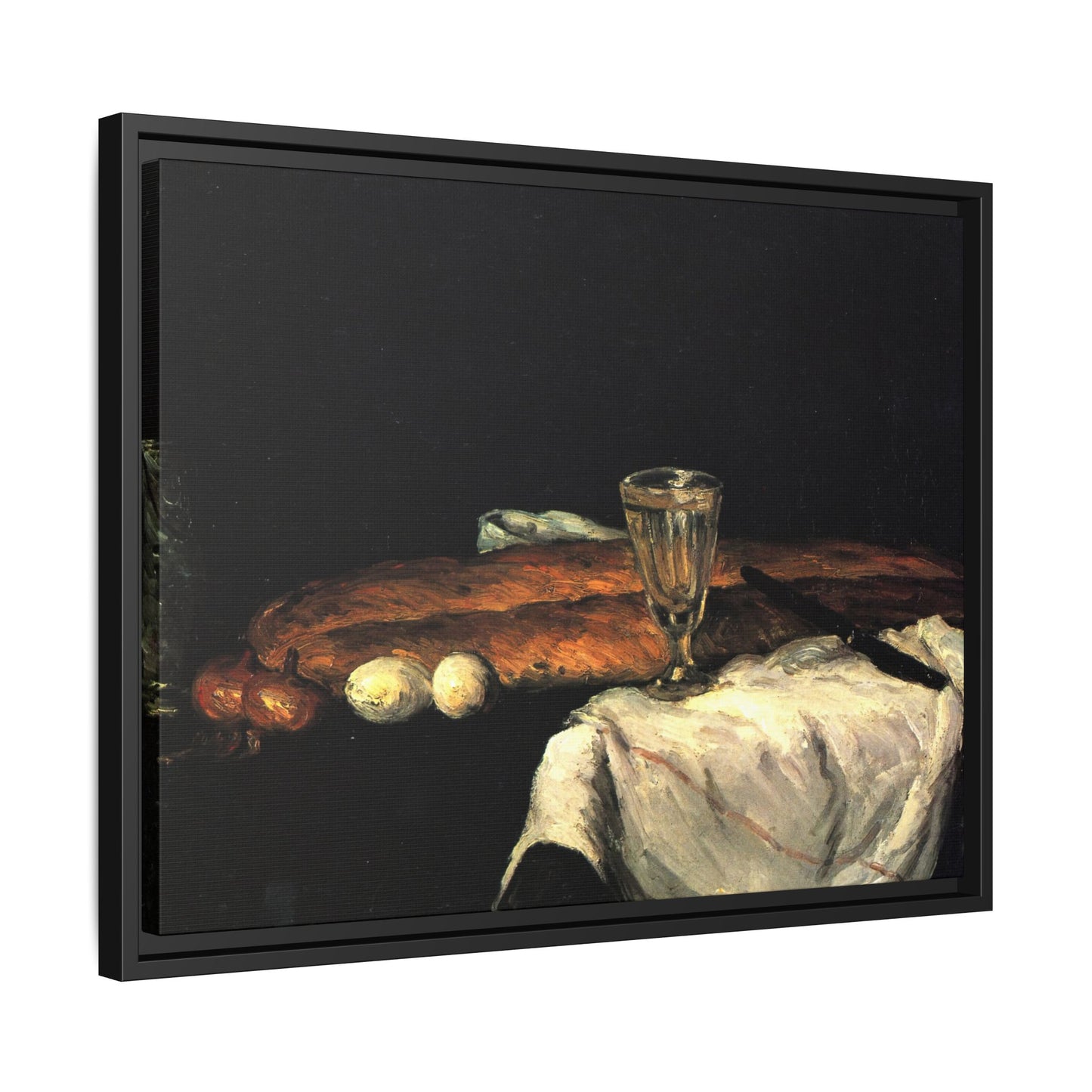 Cézanne, Paul - Still Life with Bread and Eggs (1865) - Matte Canvas, Framed