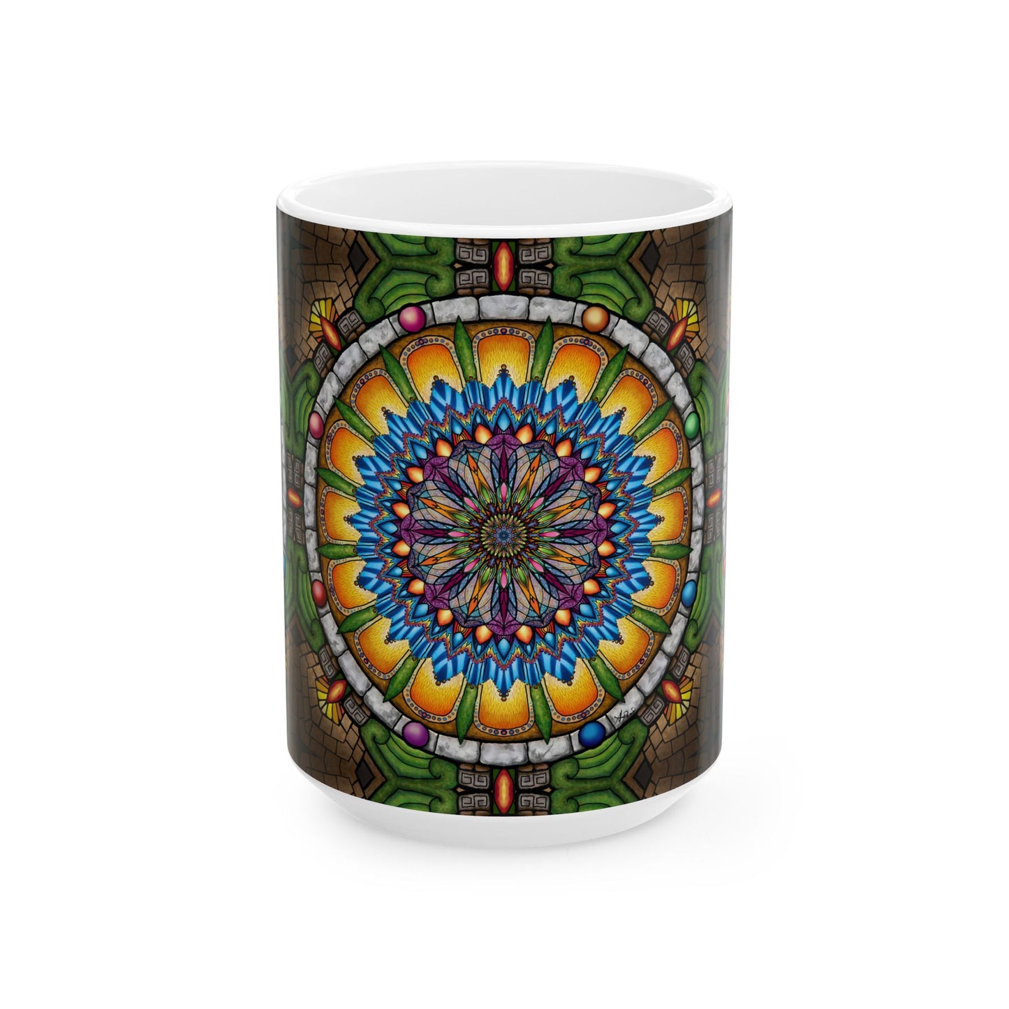 Pacio, Adam - Emerald Arrows Mandala - Ceramic Mug