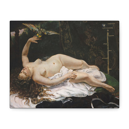 Courbet, Gustave - Woman with a Parrot (1866) - Canvas Block, unframed