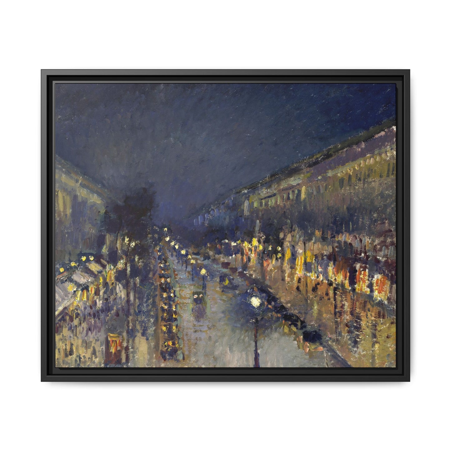 Pissarro, Camille - The Boulevard Montmartre At Night (1897) - Matte Canvas, Framed