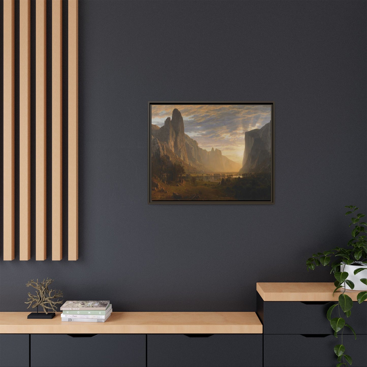Bierstadt, Albert - Looking Down Yosemite Valley (1865) - Matte Canvas, Framed