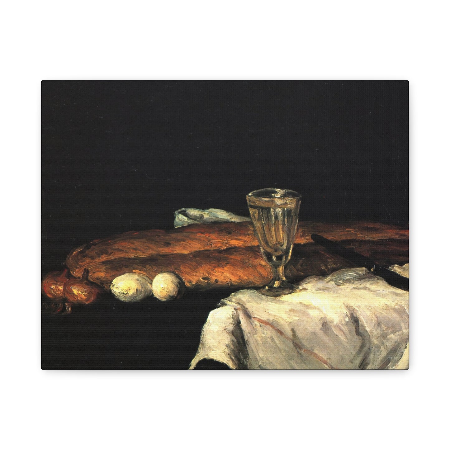 Cézanne, Paul - Still Life with Bread and Eggs (1865) - Canvas Block, unframed
