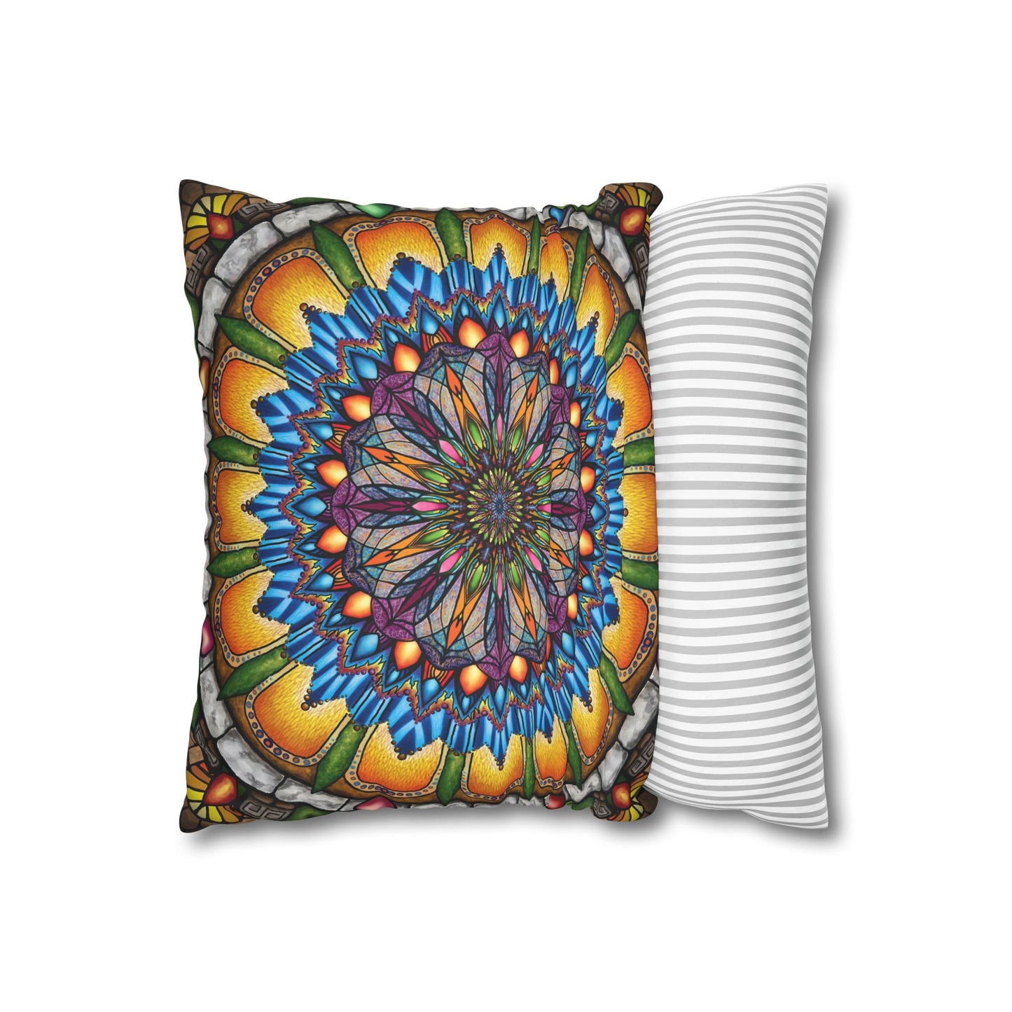 Pacio, Adam - Emerald Arrows Mandala - Suede Square Pillowcase