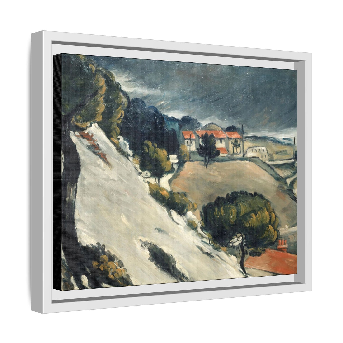 Cézanne, Paul - L’Estaque, Melting Snow (1870) - Matte Canvas, Framed