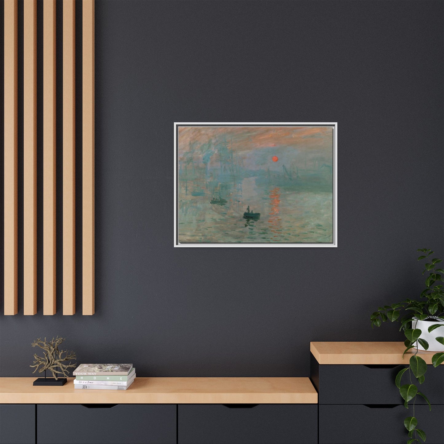 Monet, Claude - Impression, Sunrise (1872) - Matte Canvas, Framed