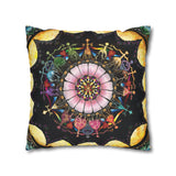 Obsidian Grandmothers Mandala - Suede Square Pillowcase