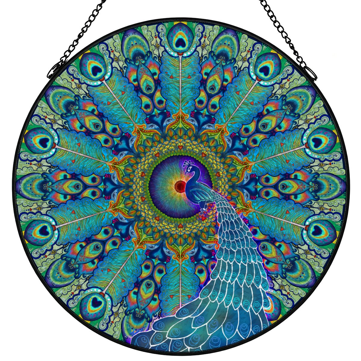 Melek Taus Mandala - Stained Glass Suncatcher