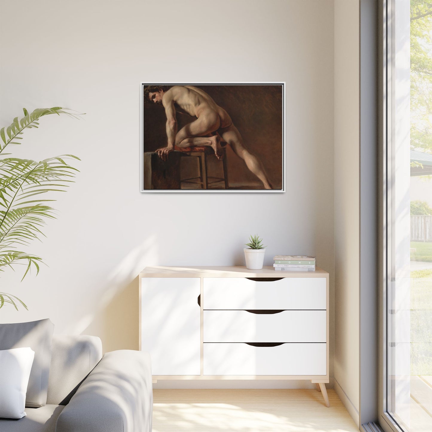Courbet, Gustave - Study of a Nude Man (1840) - Matte Canvas, Framed